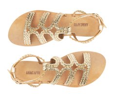 Sandália Gladiadora Tiras Boho Dourada