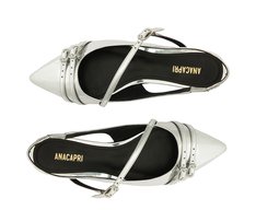 Sapatilha Slingback Fivela Dupla Prateada