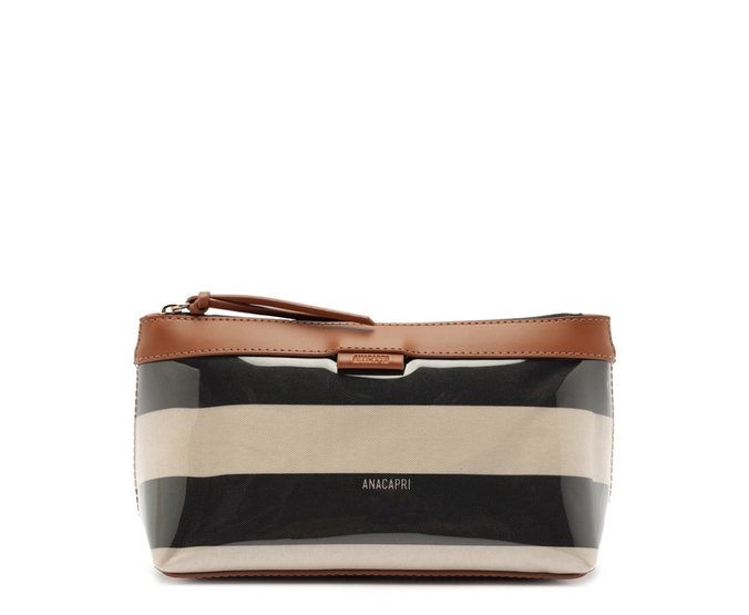 Necessaire Listrada Marrom e Preta