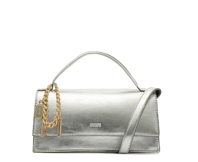 Bolsa Tiracolo Pequena Essencial Mini Corrente Prata