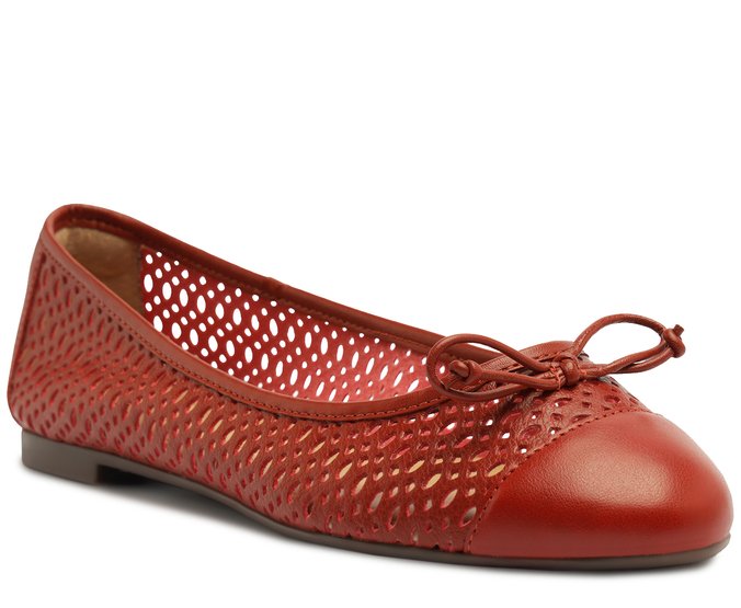 Sapatilha Textura Vazada Laço Vermelha | Anacapri