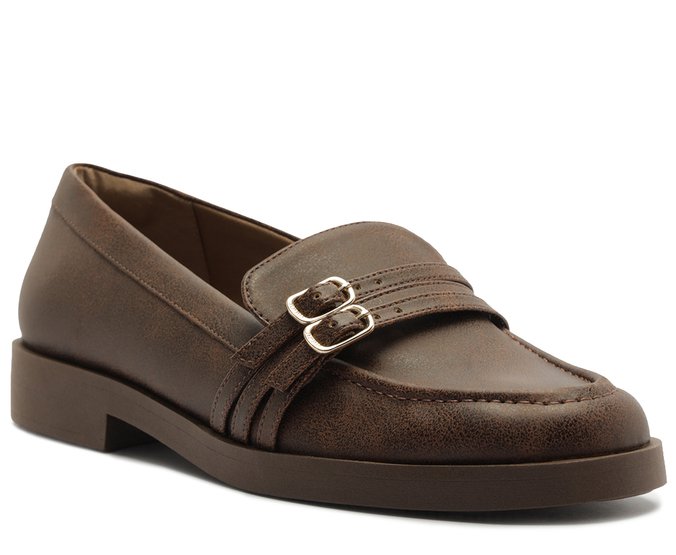 Mocassim Com Detalhes De Fivela Na Pala Marrom