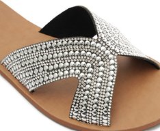 Rasteira Glam Strass Prata