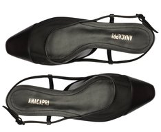 Sapatilha Slingback Tela Transparência Preta