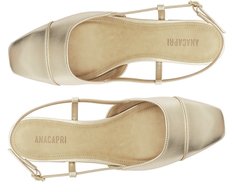 Sapatilha Slingback Salto Bloco Ponta Dourada