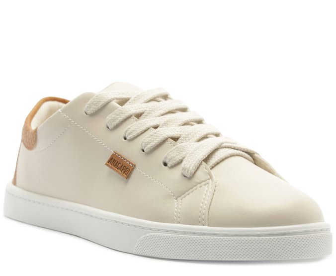 Tênis Clean Branco Off e Caramelo