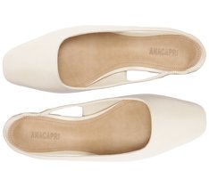 Sapatilha Salto Bloco Slingback Ponta Quadrada Branca