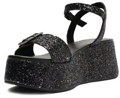 Sandália Plataforma Fivela Preta Glam