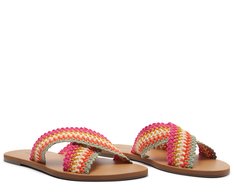 Rasteira Tiras Cruzadas Gorgurão Multicolor