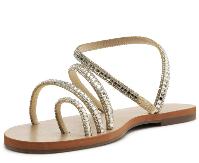 Sandália Multitiras Cristais Dourada - 39