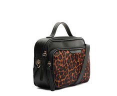 Bolsa Tiracolo Média Franjas Couro Animal Print