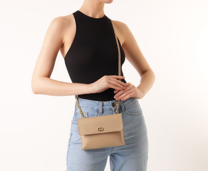 Bolsa Tiracolo Pequena Minimal Bege