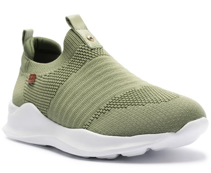 Tênis Slip On Knit Liso Verde