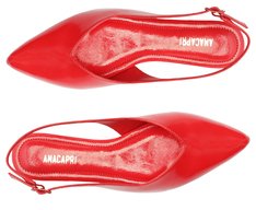 Sapatilha Slingback Corte Triangular Verniz Vermelha