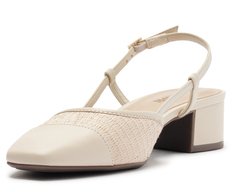 Sapatilha Slingback Palha Salto Branca