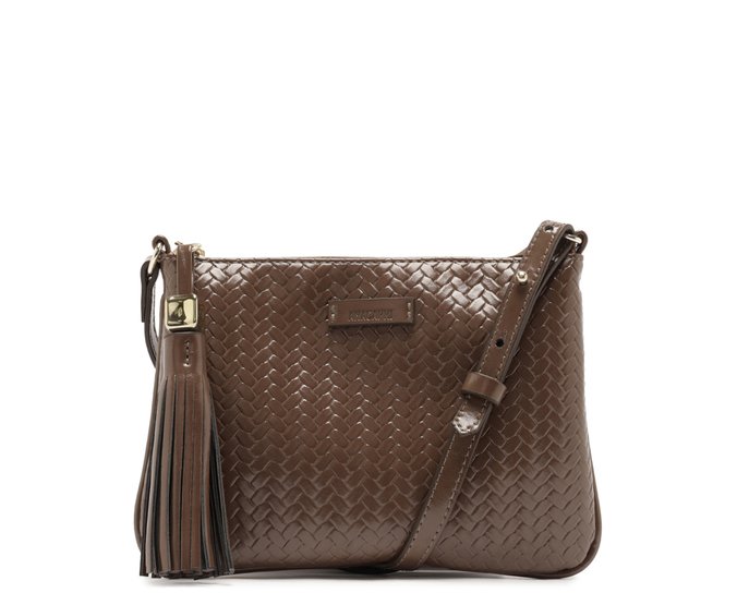 Bolsa Tiracolo Pequena Tramado Marrom