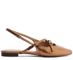 Sapatilha Slingback Salto Bloco Tiras Bronze