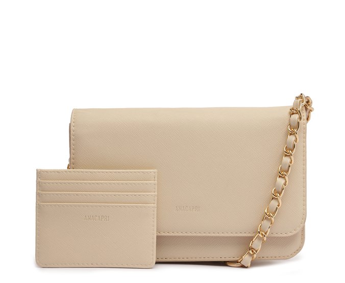 Kit de Bolsa Tiracolo Média e Porta Cartão Branco