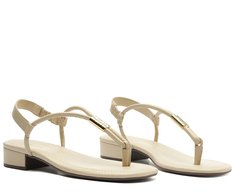 Sandália Slim Metal Comfy Salto Bege