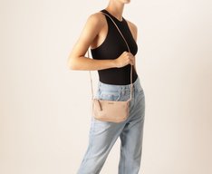 Bolsa Tiracolo Média Snake Bege
