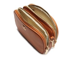 Bolsa Tiracolo Média Divisórias Metal Marrom