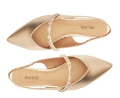 Sapatilha Slingback Tira Glam Dourada