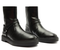 Bota Cano Curto Bold Triângulo Metálico Preta