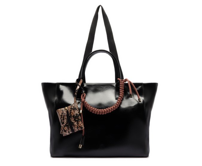 Bolsa Shopping Grande Verniz Preta