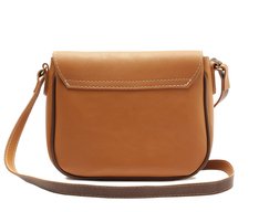 Bolsa Tiracolo Média Costura Ornamental Bicolor Marrom
