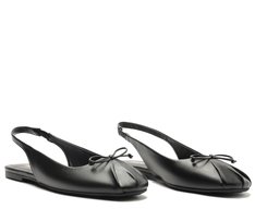 Sapatilha Slingback Laço Biqueira Preta