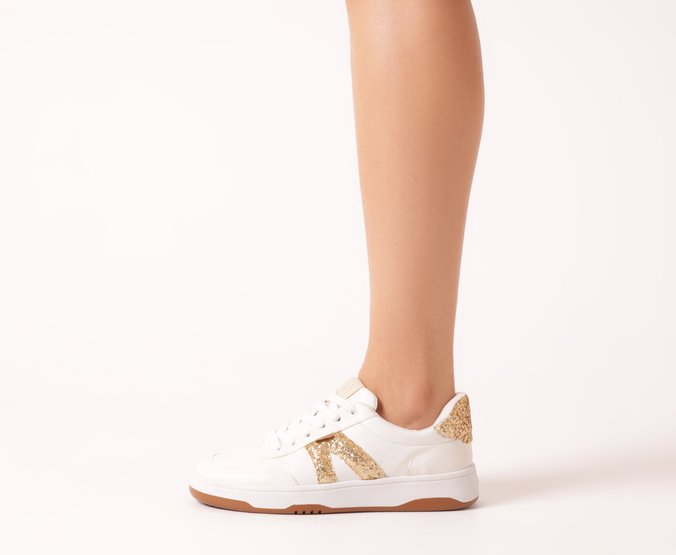 Tênis AC1119 Branco e Dourado