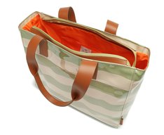 Bolsa Shopping Grande Listras Vinil Verde