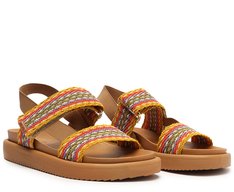 Sandália Papete Marrom e Multicolorida Natural