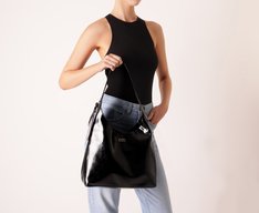 Bolsa Shopping Grande Boho Porta Cartão Preta