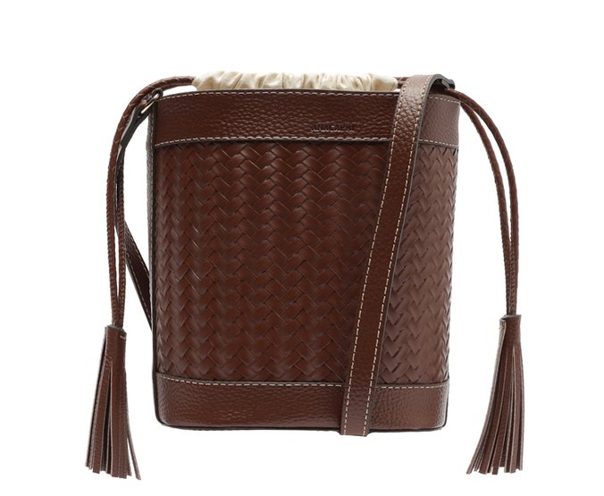 Bolsa Bucket Média Tressê Marrom