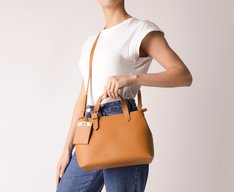 Bolsa Média Tote Vintage Marrom