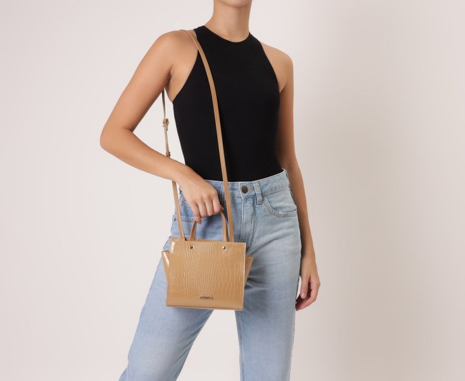 Bolsa Tote Média Croco Marrom