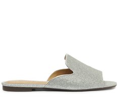 Rasteira Peep Toe Textura Glam Prata