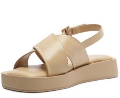 Sandália Plataforma Tiras Cruzadas Bege