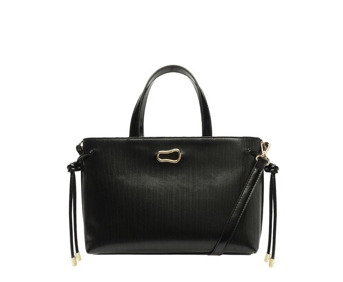 Bolsa Tote Média Canelada Preta