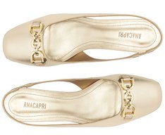 Sapatilha Slingback Bico Quadrado Bridão Dourada