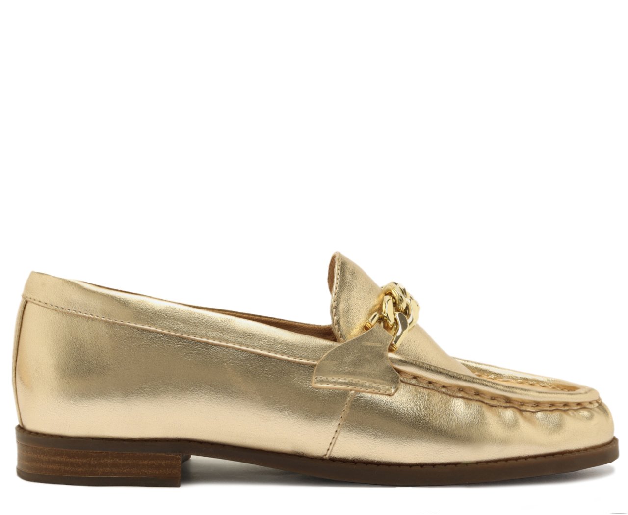 Mocassim Biqueira Franzida Bridão Dourado | Anacapri