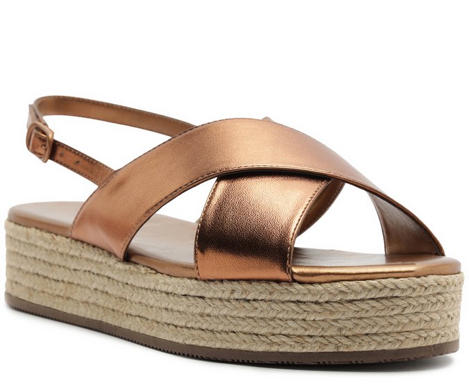 Sandália Plataforma Tiras X Bronze