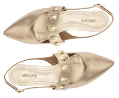 Sapatilha Slingback Maxi Tachas Dourada