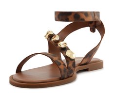 Rasteira Tiras Adorno Animal Print