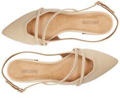 Sapatilha Slingback Salto Bloco Tranças Bege