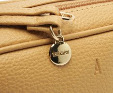 Bolsa Tiracolo Pequena Costura Ornamental Bege