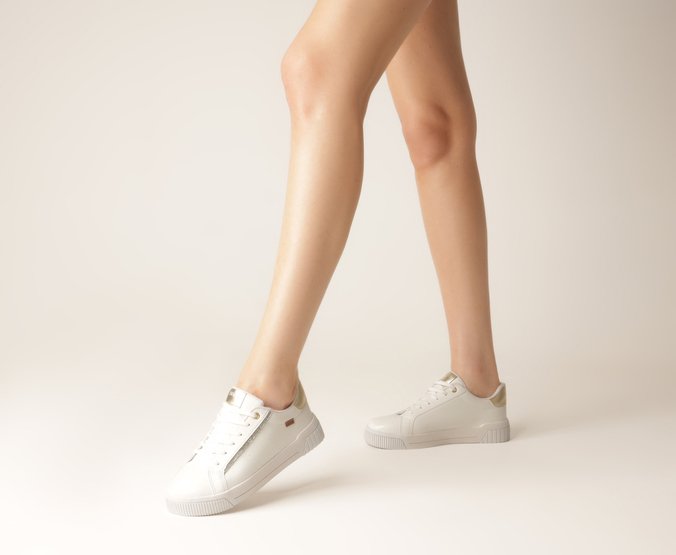 Tênis Strass Branco E Dourado