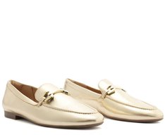 Mocassim Bridão Quadriculado Dourado