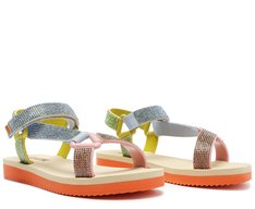 Sandália Papete Pedrarias Multicolor Fun